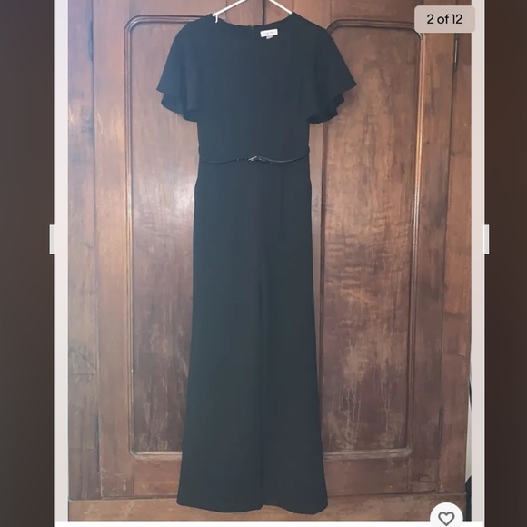 Calvin Klein Womens Wide Leg Jumpsuit Jumper Black  Belt Short Sleeve - Picture 13 of 15